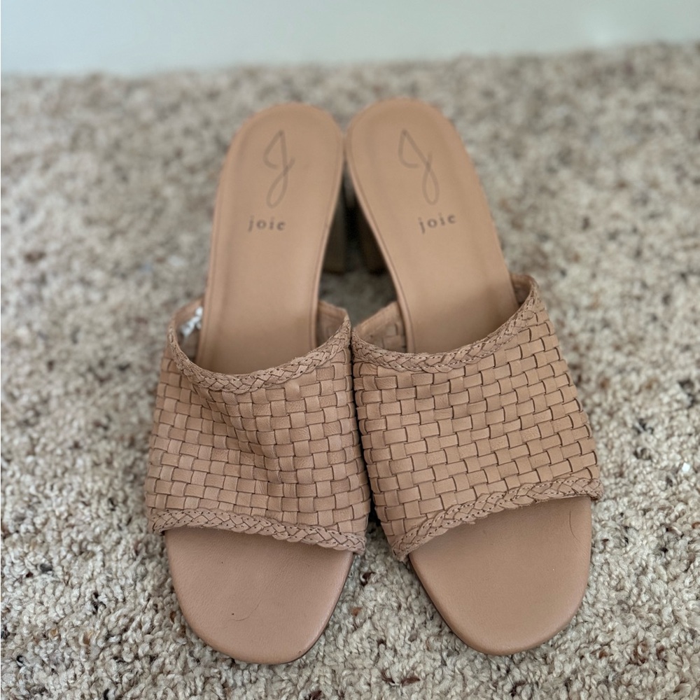 Joie Tan Woven Leather Mules